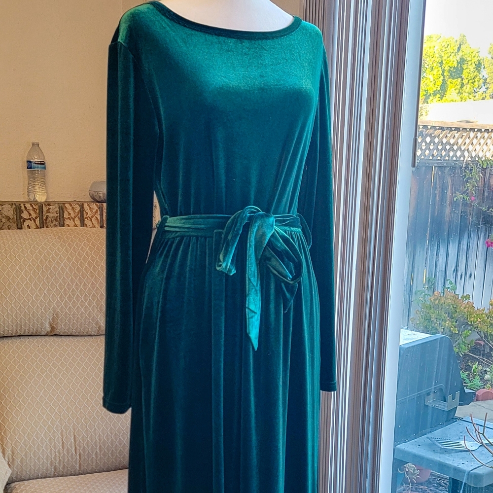 Elegant Green Velvet Dress